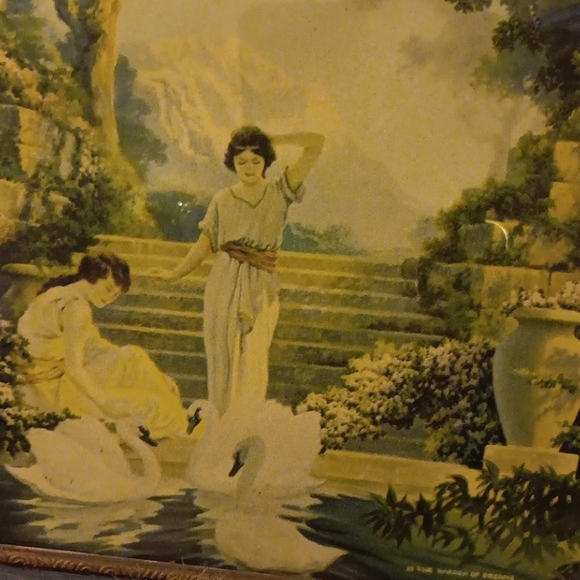 Antique framed print In the Garden of Dreams By CK Van Nortwick. - Picture 5 of 6